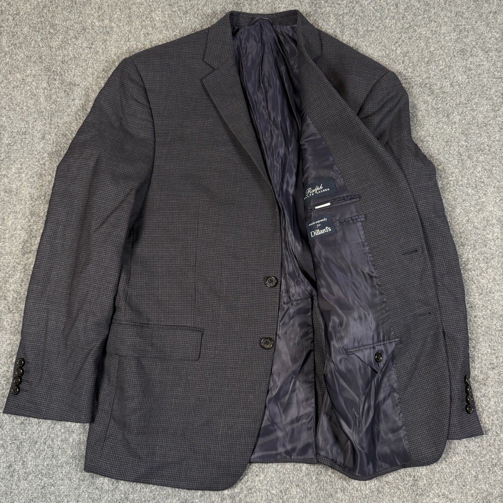 Ralph Lauren Mens 44R Blazer Suit Jacket 100% Wool Canada Blue Check Dillard's